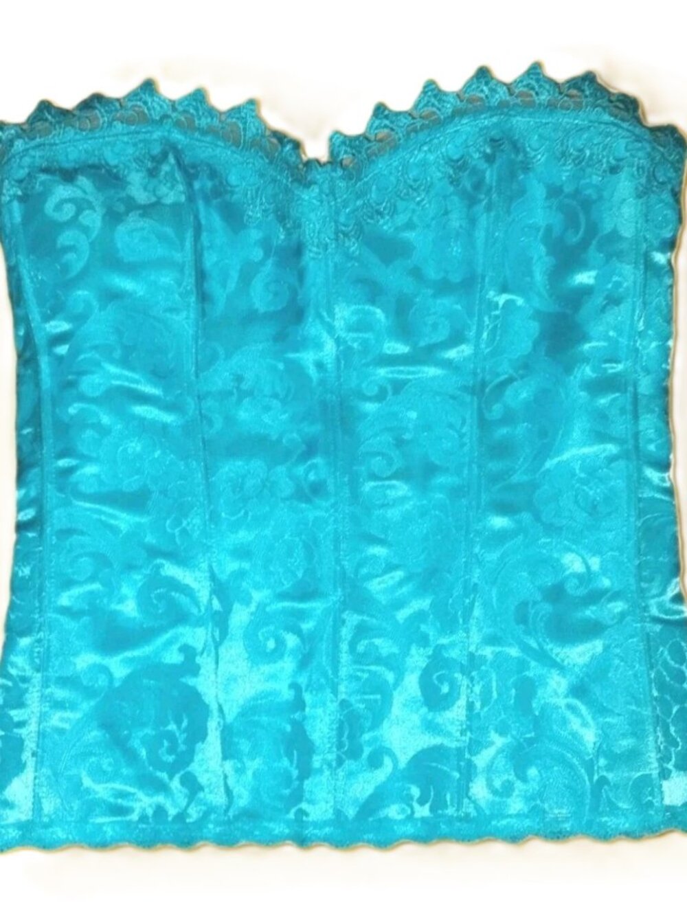 Corset Frederick's of Hollywood Aqua Blue Lace Bustier Boned Victorian Size 36